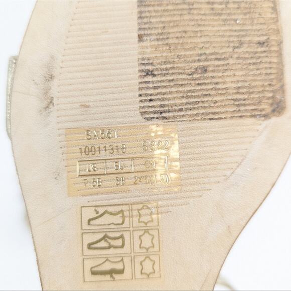 Stuart Weitzman Gold Nudistcurve Metallic Leather Wedge Sandals Size 7.5 - Picture 10 of 10